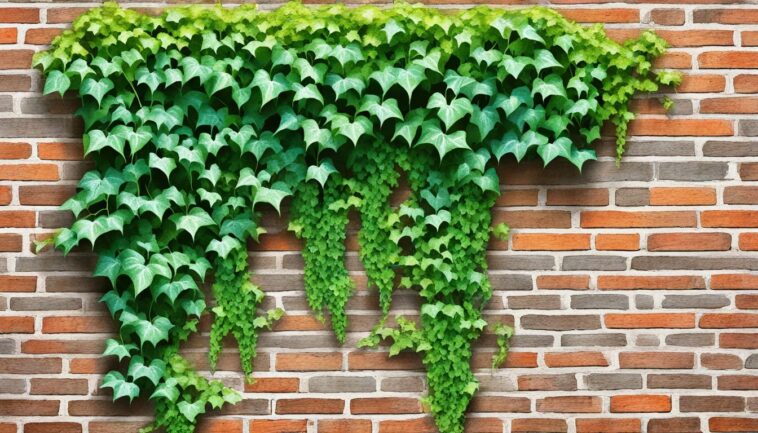Efeu als Kletterpflanze an einer Mauer