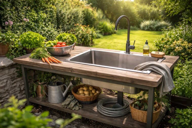 Wasserstelle im Garten planen: Outdoor-Waschplatz für Ernte, Grill & Gartenarbeit